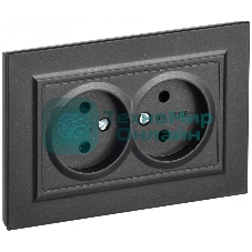 Розетка 2-местная IEK BRITE РС12-2-БрЧ (BR-R20-10-K02-F) 10А, в сборе, без заземления без защитных шторок, черный