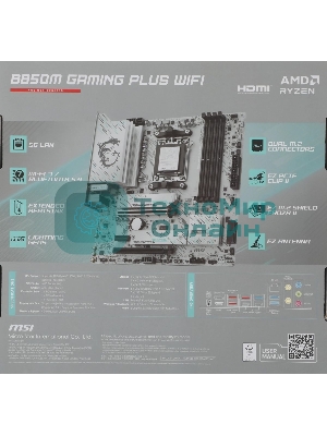 Материнская плата MSI B850M GAMING PLUS WIFI, AM5, AMD B850, 4xDDR5, 4xSATA, 2xM.2, 1xPCIe 5.0 x16, 1xPCIe 4.0 x4, 1xPCIe 3.0 x1, 1xDP, 1xHDMI, 1x5Gb LAN, Wi-Fi 7, Bluetooth 5.4, 3xUSB-C 10Gbps, 3xUSB-A 10Gbps, 3xUSB-A 5Gbps, 3x3.5 мм, 7.1, mATX
