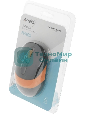 Мышь беспроводная A4Tech Fstyler FG10S черный/оранжевый, 2000 dpi, радиоканал, USB, кнопки - 4