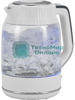 Чайник электрический Vitek VT-WK1059 1.7л. 2200Вт белый корпус: стекло/пластик