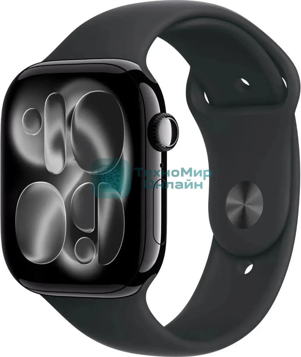 Умные часы Apple Watch Series 11 A3333 46мм OLED корп.черный Sport Band рем.черный разм.брасл.:M/L (MEUX4LW/A)