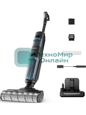 Пылесос вертикальный моющий Tefal X-Clean 5 GF5555F0 серый/черный, от аккумулятора, 200 Вт, уборка влажная, пылесборник 0.44 л