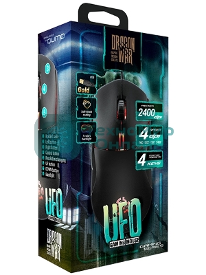 Мышь проводная Qumo UFO M77 черный, 2400 dpi, USB, кнопки - 6