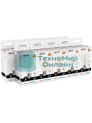 Лампа светодиодная филаментная Gauss Filament 7Вт цок.: E27 груша св. свеч. бел. теп. (упак.: 10 шт)