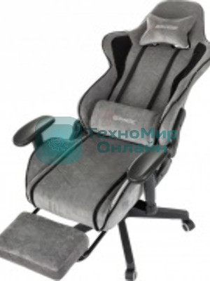 Кресло Бюрократ Zombie Drift/F серый/черный, экокожа, 120 кг, механизм качания, подставка для ног