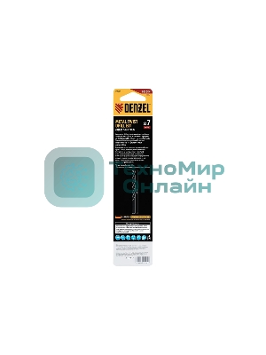 Сверло спиральное по металлу Denzel 7,0 x 109мм, Р6М5, Golden Tip