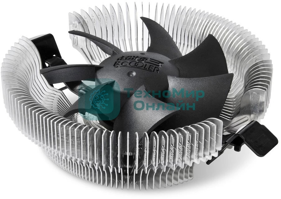 Кулер для процессора PCCooler E80 (65W, 3-pin, 42mm, Al/Cu, -mm, 1x80мм, 29.61CFM, 22dBA, 2000RPM, S: 1851/1700/1200/115X, AM5/AM4, silver, black)