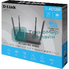 Роутер D-Link DIR-1260/RU/R1A, Wireless AC1200 2x2 MU-MIMO Dual-band Gigabit Router with 1 10/100/1000Base-T WAN port, 4 10/100/1000Base-T LAN ports and 1 USB port.802.11b/g/n/ac compatible, up to 300 Mbps