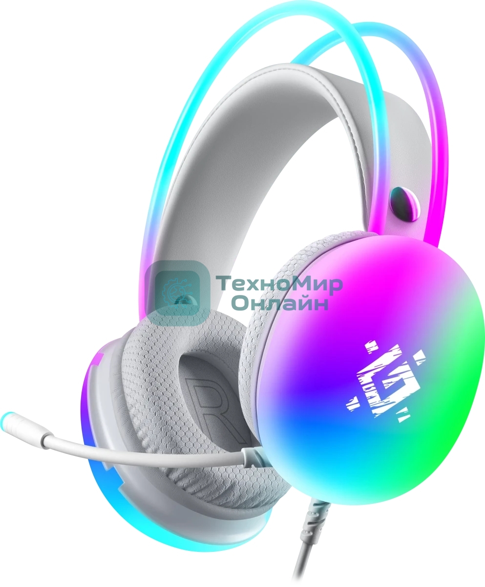 Гарнитура Defender Ignis белый, проводная, подсветка