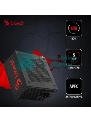 Блок питания Bloody BD-PS1000G, 1000Вт, 80 PLUS Gold, 140мм, модульный, черный
