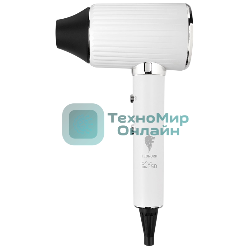 Фен LEONORD LE-1225 белый/серебристый, 2000 Вт, ионизация