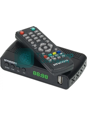 Приставка для цифрового ТВ Hyundai H-DVB500 черный, DVB-T2, DVB-T, DVB-C, HDMI, USB 2.0 х2