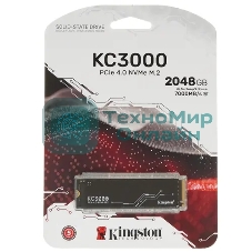 Накопитель SSD M.2 2280 2048Gb Kingston KC3000 Client SSD SKC3000S/2048G PCIe 4.0 NVMe, 7000/7000, IOPS 1000/1000K, MTbF 1.8M, 3D TLC, 1600TbW, 0.71DWPD, with Heat Spreader (5 лет), RTL