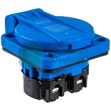 Розетка панельная IEK MAGNUM PSN71-016-3-2-44-K07 2P+PE 16А IP44 РП11-3 с защ. крышкой с заземл. син.
