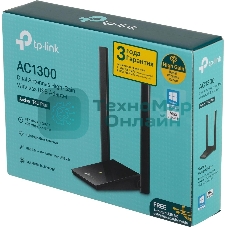 Адаптер TP-Link AC1300Mbps Dual-band High-Gain wireless USB adapter, 867Mbps at 5G and 400Mbps at 2.4G, two high gain antennas, USB 3.0, USB extension cable, support wave 2 MU-MIMO, full compatible with Windows and macOS.