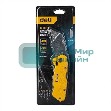 Строительный складной нож с Т-образным лезвием Deli DL006Z в комплекте 6 лезвий, сталь SK2, рукоятка из цинкового сплава