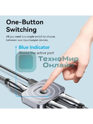 Переключатель - разветвитель Vention HDMI v2.1 двунаправленный 2x1/1x2
