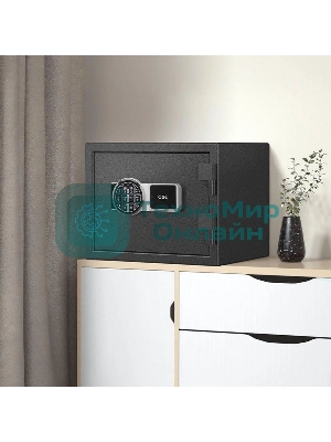 Сейф огнестойкий Deli ET586 300x380x300 мм, электронный/ключевой, черный