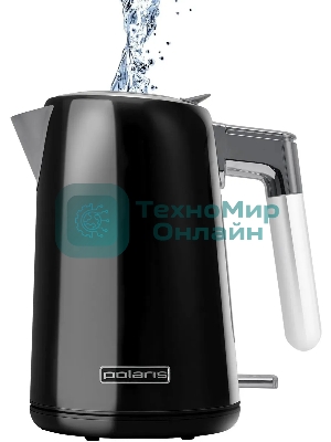 Чайник электрический Polaris PWK 1746CA Water Way Pro 1.7 л, 2200 Вт, черный (корпус: нержавеющая сталь)