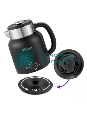 Чайник электрический Kitfort КТ-6196-1 1.5л. 2200Вт черный/серебристый (корпус: нержавеющая сталь)