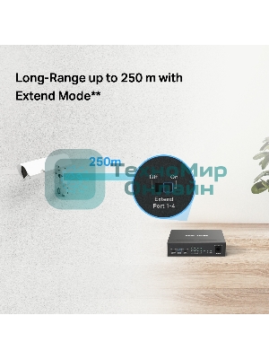 Коммутатор настольный Mercusys MS106LP с 6 портами 10/100 Мбит/с (4 порта PoE+)