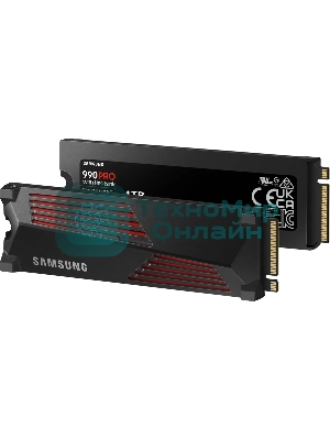 Накопитель SSD Samsung 990 PRO, 1000Gb, PCIe 4.0 x4, M.2 2280, NVMe, R/W 7450/6900, с радиатором