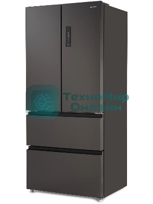 Холодильник Hyundai CM55043F черная сталь трехкамерный 354/186л морозилка снизу, No Frost, Side by Side
