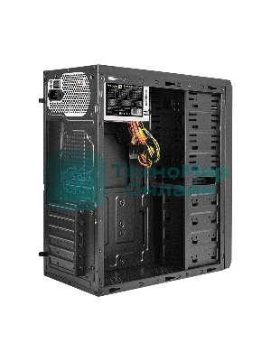Компьютерный корпус Miditower ExeGate UN-605B Black, ATX, (UN450, 120мм), 2*USB, Audio, замок блокировки кнопки питания