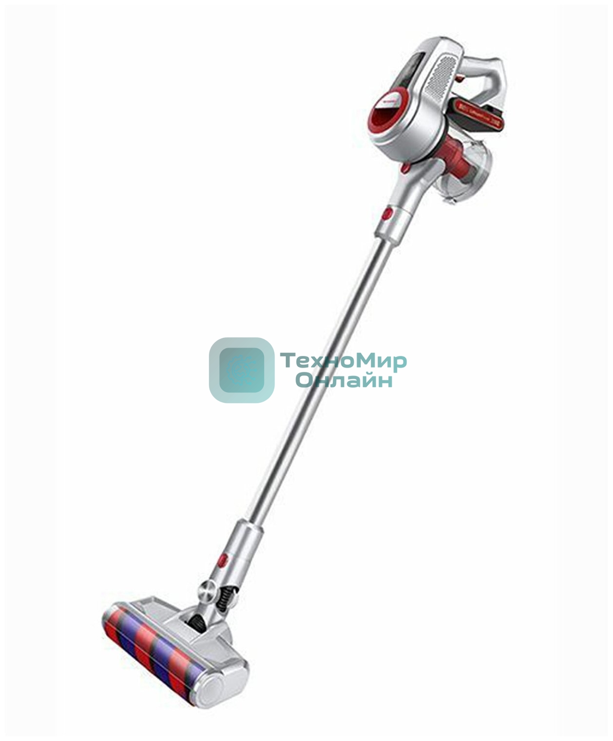 Пылесос вертикальный Sharp ECSB72RS серебристый/красный, питание от аккумулятора, 95 Вт, уборка сухая, пылесборник 1 л, работа от АКБ max 36 мин