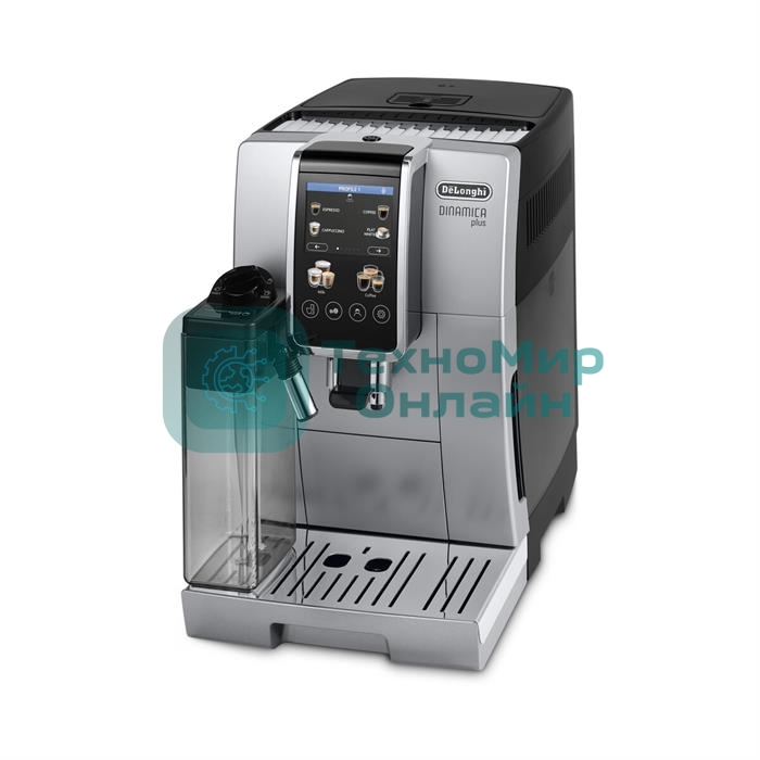 Кофемашина автоматическая DeLonghi Dinamica Plus ECAM380.85.SB серебристый/черный, исп. кофе - зерновой/молотый, 1.8 л, 1450 Вт, 15 Бар.