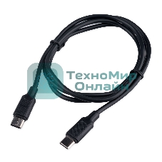 Кабель USB2.0 Cablexpert CC-USB2-CMCM-60-1M, Type-C/Type-C, 3A, 60Вт, PD/QC3.0, медь, 1м, черный, пакет