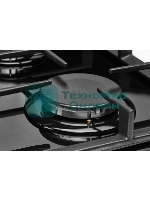 Газовая варочная панель Kuppersberg FG 95 B, закаленное стекло, ширина 90 см, 5 газовых конфорок, WOK конфорка(4,2 кВт), автоподжиг, газ-контроль, чугунные решетки, черный