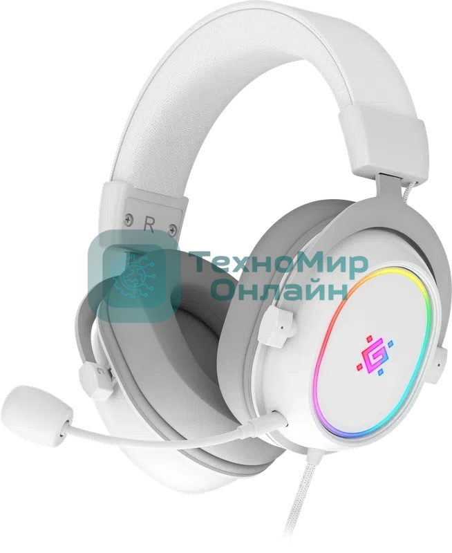 Гарнитура Defender Halo белый, проводная, подсветка