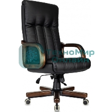 Кресло руководителя Бюрократ T-9932Walnut черный, кожа, крестов. металл/дерево