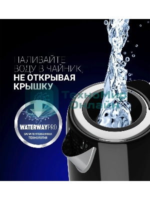 Чайник электрический Polaris PWK 1746CA Water Way Pro 1.7 л, 2200 Вт, черный (корпус: нержавеющая сталь)