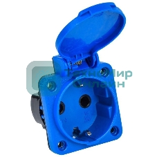 Розетка панельная IEK MAGNUM PSN71-016-3-2-44-K07 2P+PE 16А IP44 РП11-3 с защ. крышкой с заземл. син.