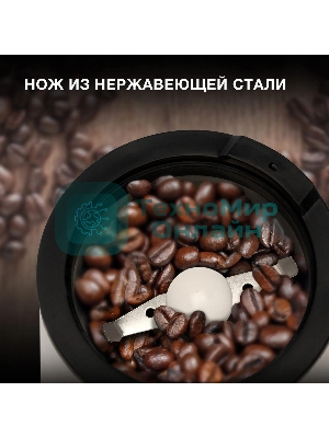 Кофемолка Hyundai HYC-G5261 200Вт сист.помол.:ротац.нож вместим.:60гр серебристый