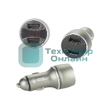 Сетевое зарядное устройство NOVA BRIGHT для моб.устройств, 2 USB-порта, 2100мА + цифровой LED вольтметр, 12/24В 46898