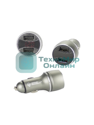 Сетевое зарядное устройство NOVA BRIGHT для моб.устройств, 2 USB-порта, 2100мА + цифровой LED вольтметр, 12/24В 46898