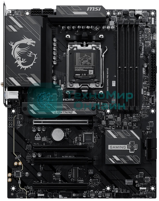 Материнская плата MSI B850 GAMING PRO WIFI6E B850, AM5, 4хDDR5, 4хPCIEx16, 2хM.2, 2хTypeC, 3хUSB3.2Gen2, 6хUSB3.2Gen1, 4хUSB2.0, 4хSATA3.0, 2.5G, DP, HDMI, ATX, RTL