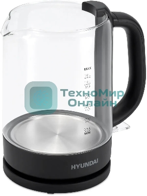 Чайник электрический Hyundai HYK-G3402 1.7л. 2200Вт серый/серебристый (корпус: стекло)