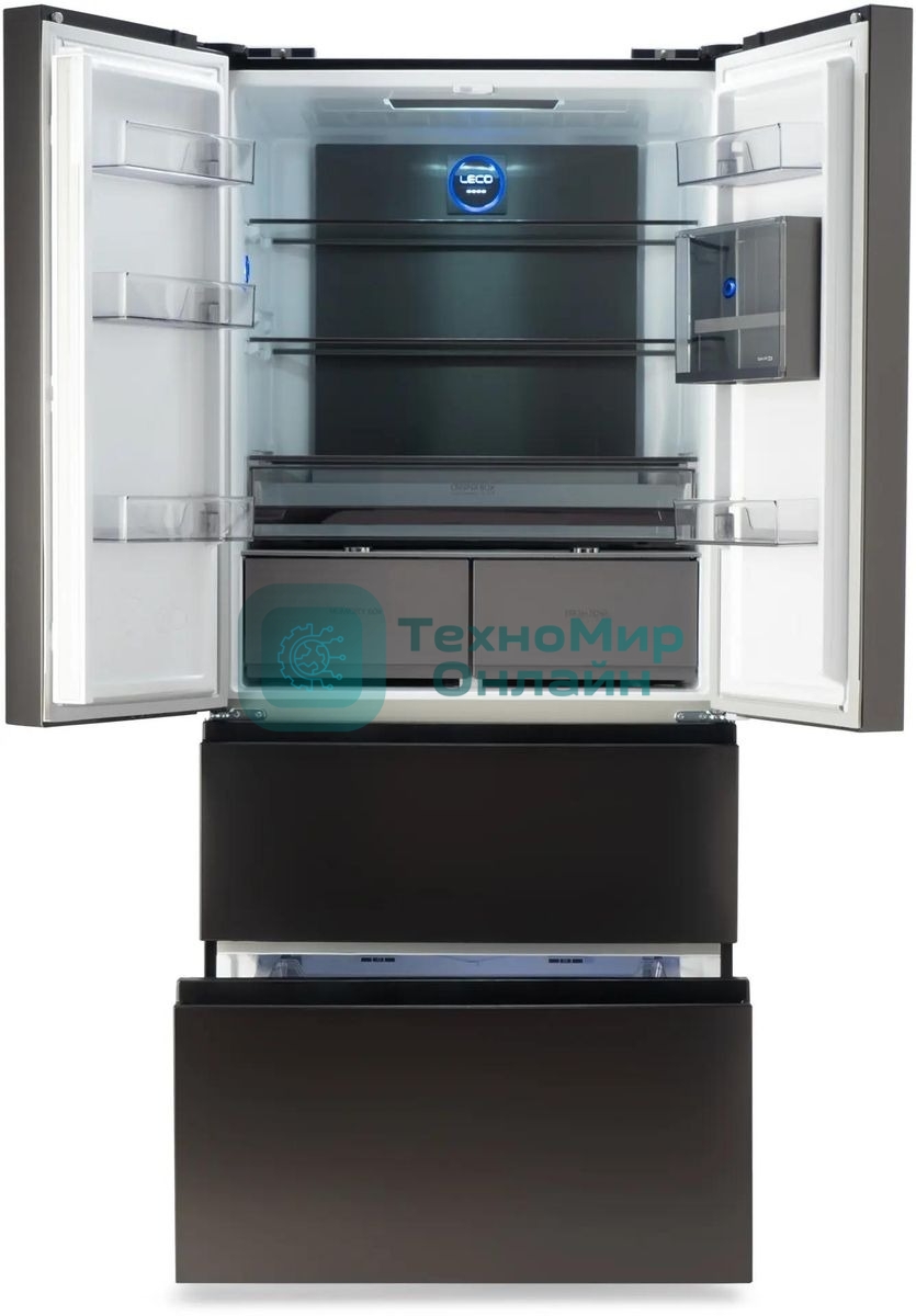 Холодильник Hyundai CM55043F черная сталь трехкамерный 354/186л морозилка снизу, No Frost, Side by Side
