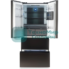 Холодильник Hyundai CM55043F черная сталь трехкамерный 354/186л морозилка снизу, No Frost, Side by Side