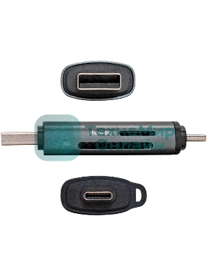 Кард-ридер ExeGate CR-201CA/серый/SDXC/SDHC/SD/microSDXC/microSDHC/microSD/USB Type-A/Type-C/алюминий