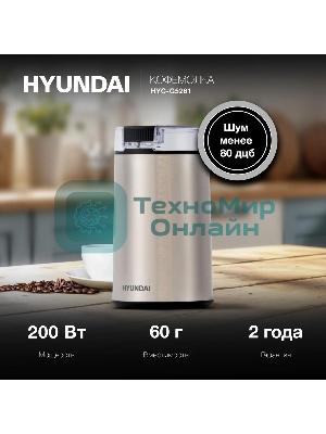Кофемолка Hyundai HYC-G5261 200Вт сист.помол.:ротац.нож вместим.:60гр серебристый