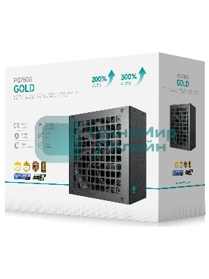 Блок питания Deepcool/GamerStorm PQ750G (ATX 3.1, 750W, Full Cable Management, PWM 120мм fan, 80 PLUS GOLD, Active PFC + Half Bridge + DC/DC, Full Japanese Capasitors, Gen5 PCIe) RET