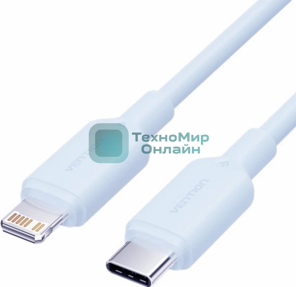 Кабель Vention USB 2.0 CM/Lightning 8M для iPad/iPhone 3A - 1м. Голубой
