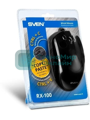 Мышь проводная SVEN RX-100 черный, 4000 dpi, USB, кнопки - 6