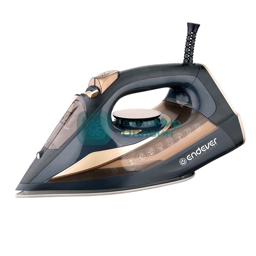 Утюг Endever DELTA-233 черный/золотой, 2400 Вт, 35 г/мин, 145 г/мин, 350 мл