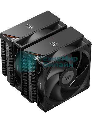 Кулер для процессора PCCooler RT620 Digital BK (250W, 4-pin PWM, LED temp., 157mm, 6x6mm, 2x120мм, 73.32CFM, 34.9dBA, 2200RPM, S: 1851/1700/1200/115X, AM5/AM4, черный)